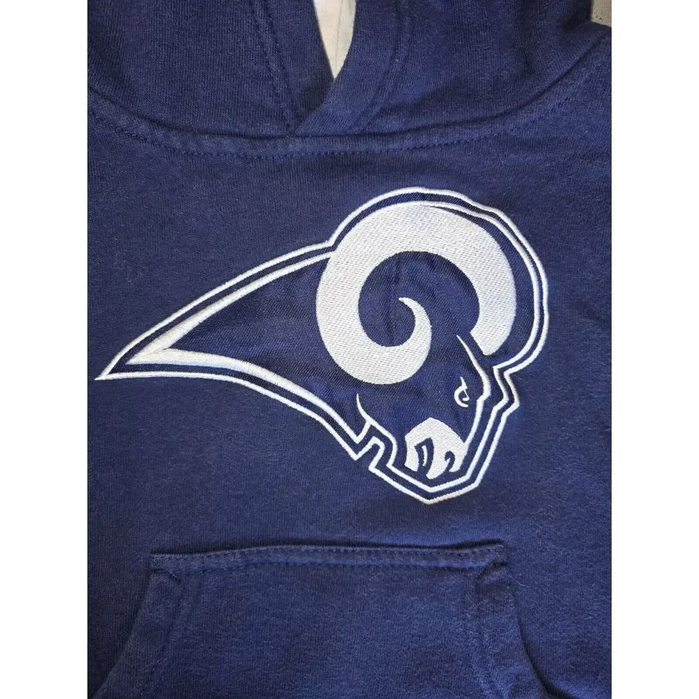 Los Angeles Rams Boys Sz 4 Pullover‎ Hoodie Fleece NFL Navy White Logo Football